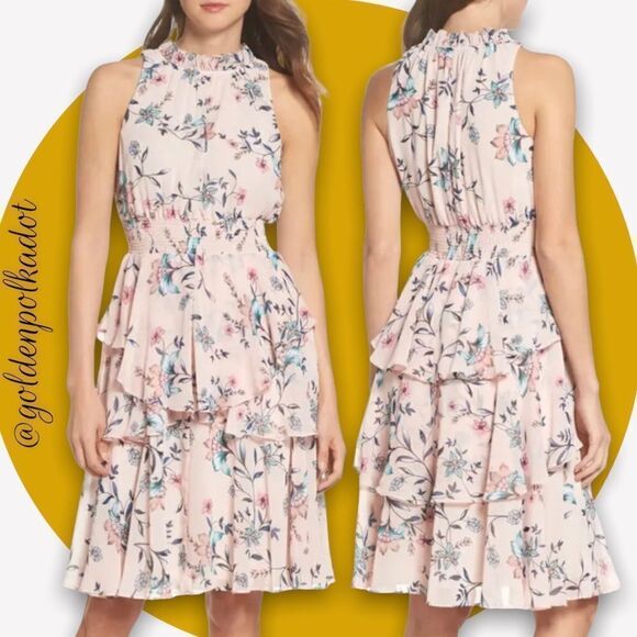 ELIZA J Ruffle Easter Floral Midi  Barbie DRESS BY ELIZA J Size 12 NWT - Picture 5 of 17